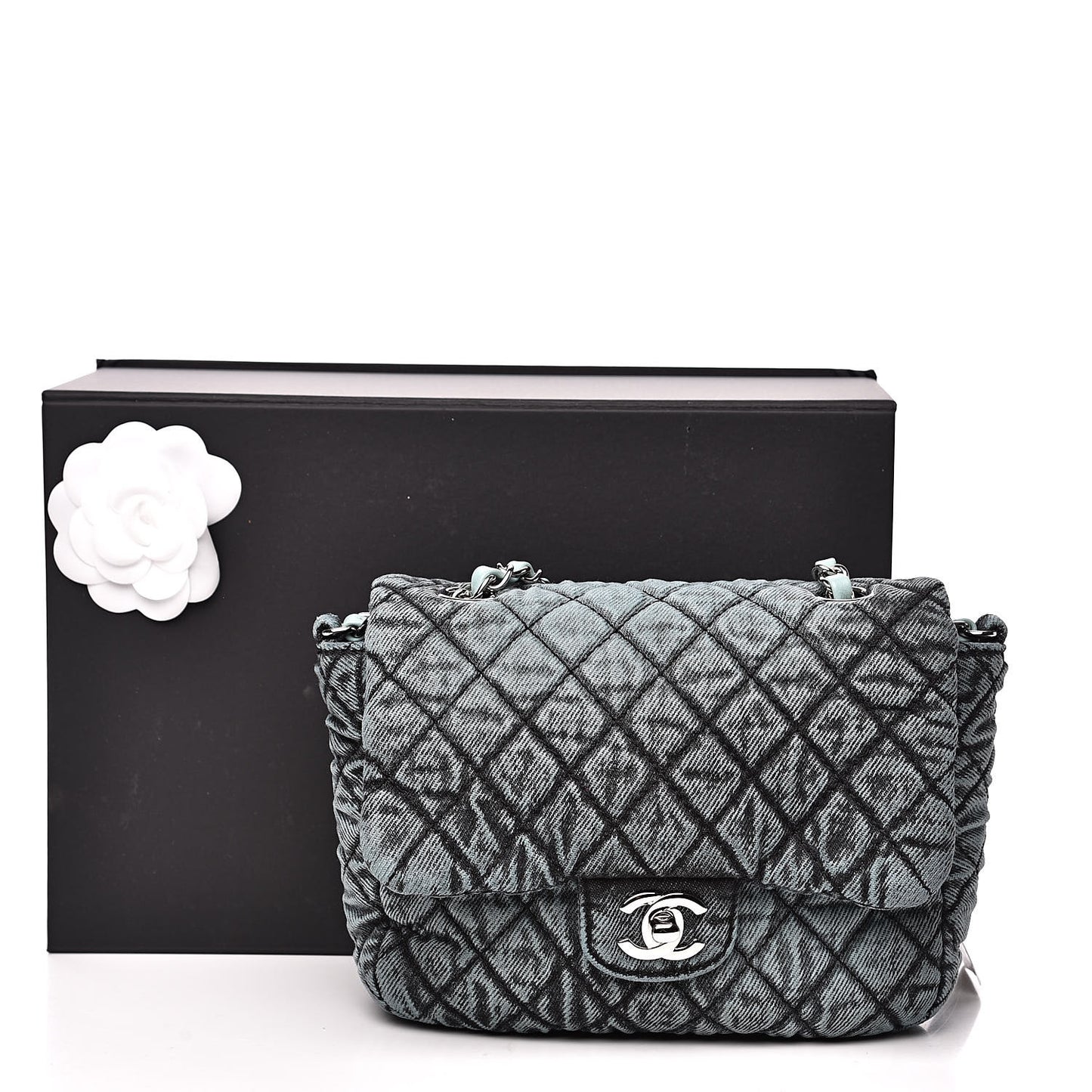 Denim Quilted Small Denimpression Flap Blue Black