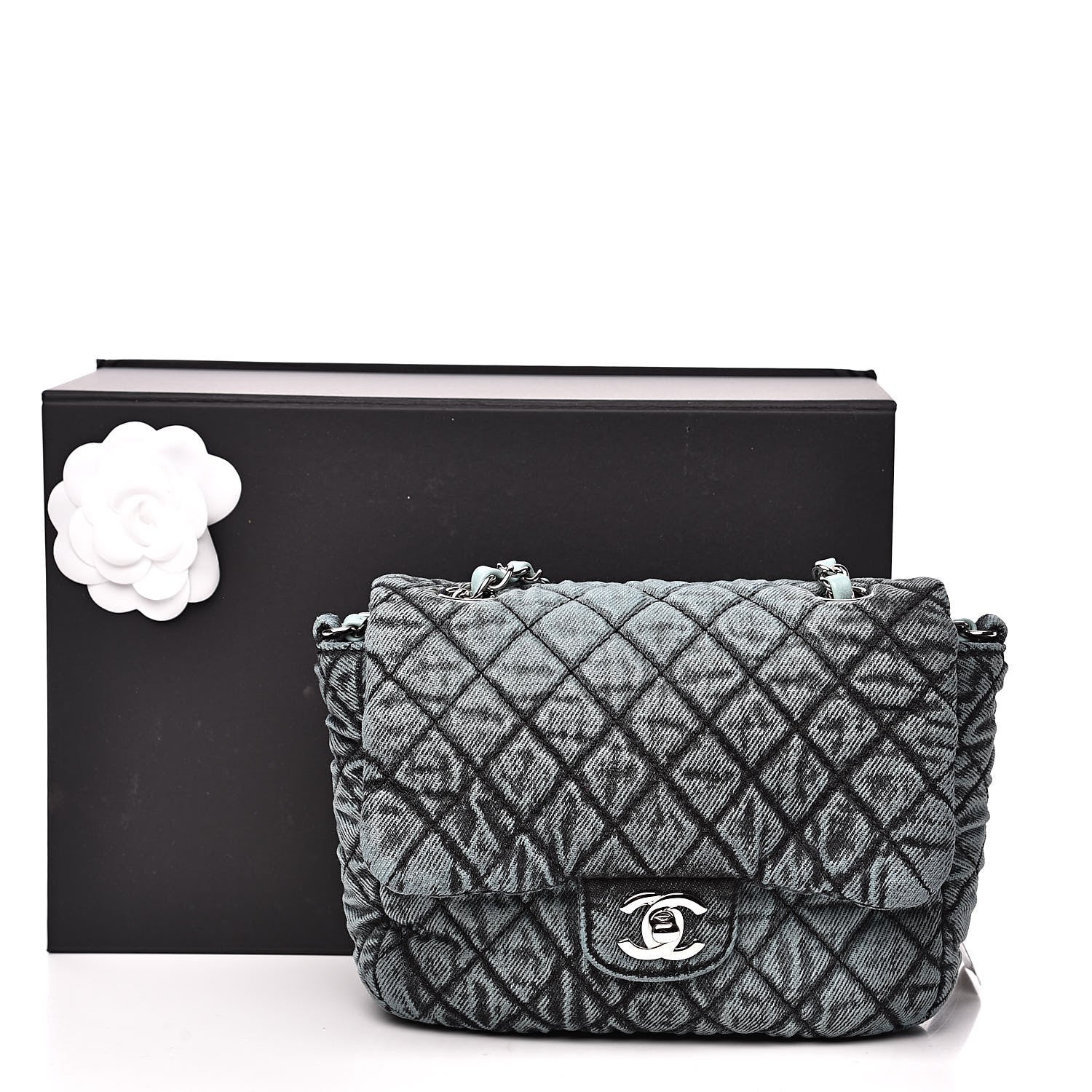 Chanel Denim Quilted Small Denimpression Flap Blue Black 11 of 11
