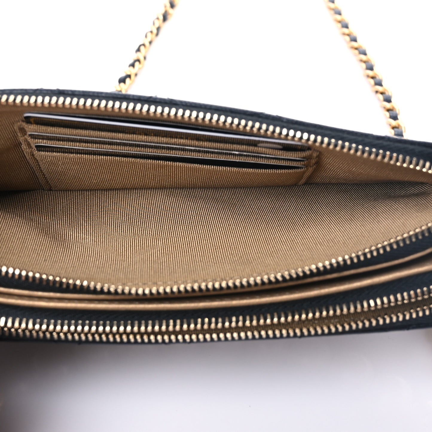 Goatskin Stitched Small Chic Pearls Clutch With Chain Black