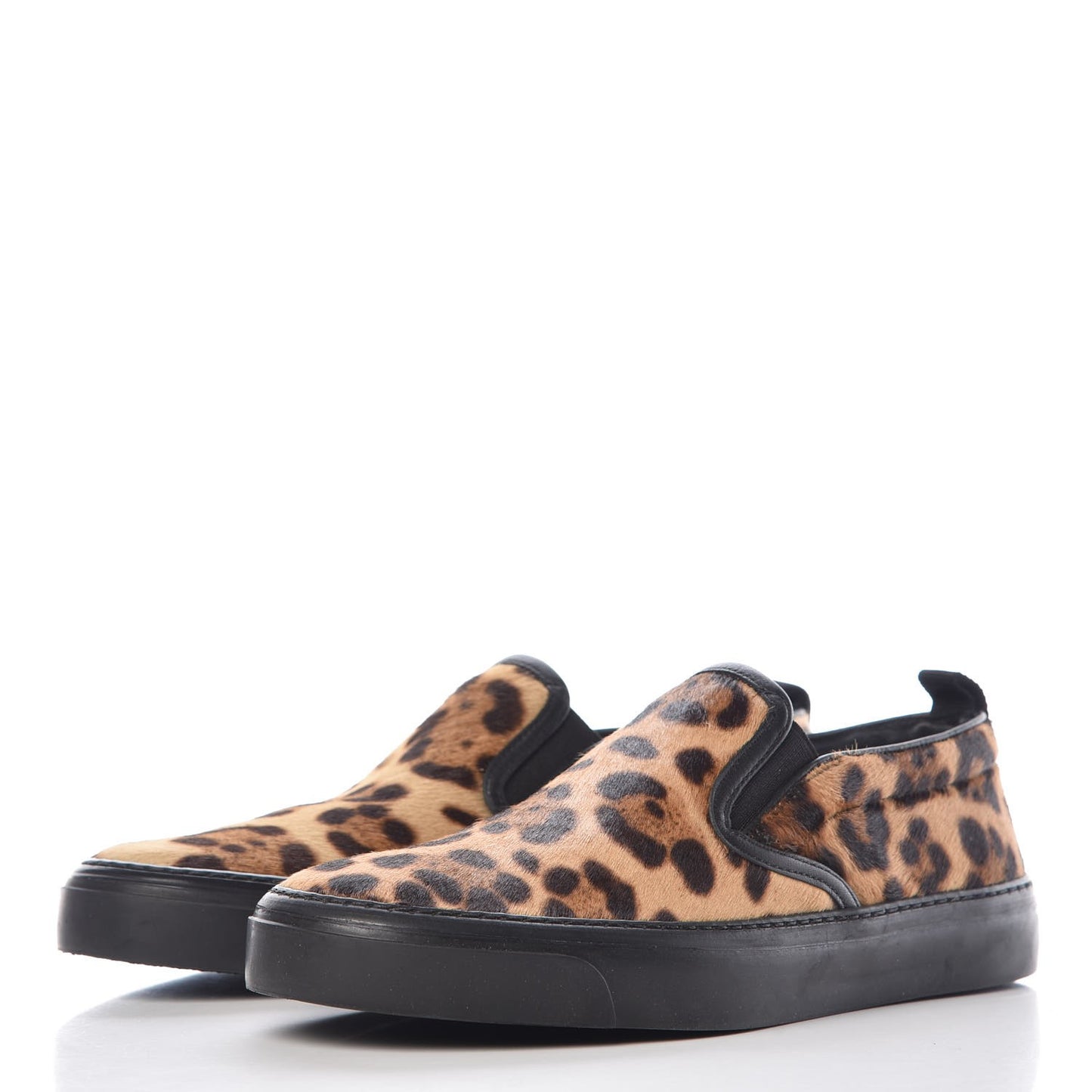 Pony Hair Jaguar Print Slip On Sneakers 35.5
