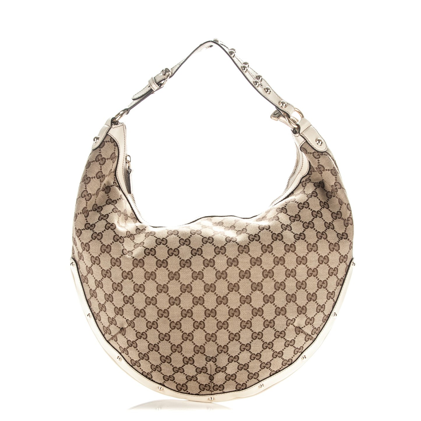 Monogram Large Biba Studded Hobo Off White