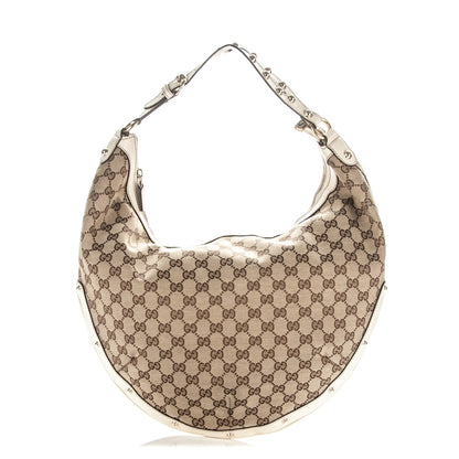 Gucci Monogram Large Biba Studded Hobo Off White 1 of 7