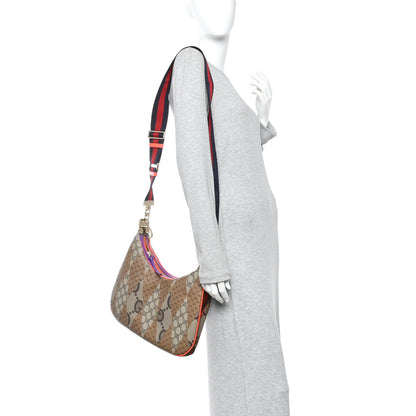 Gucci GG Supreme Monogram Mix Monogram Web Patchwork Large Attache Shoulder Bag Beige Multicolor 2 of 9