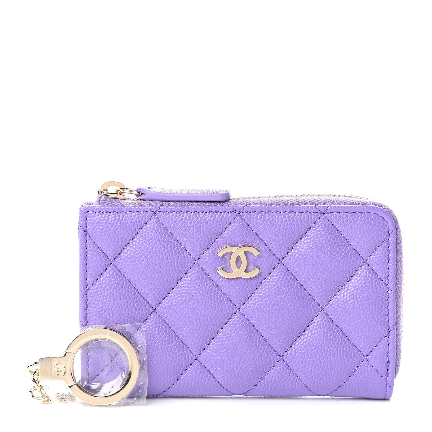 Chanel Caviar Quilted Zipped Key Holder Case Purple 1 of 7