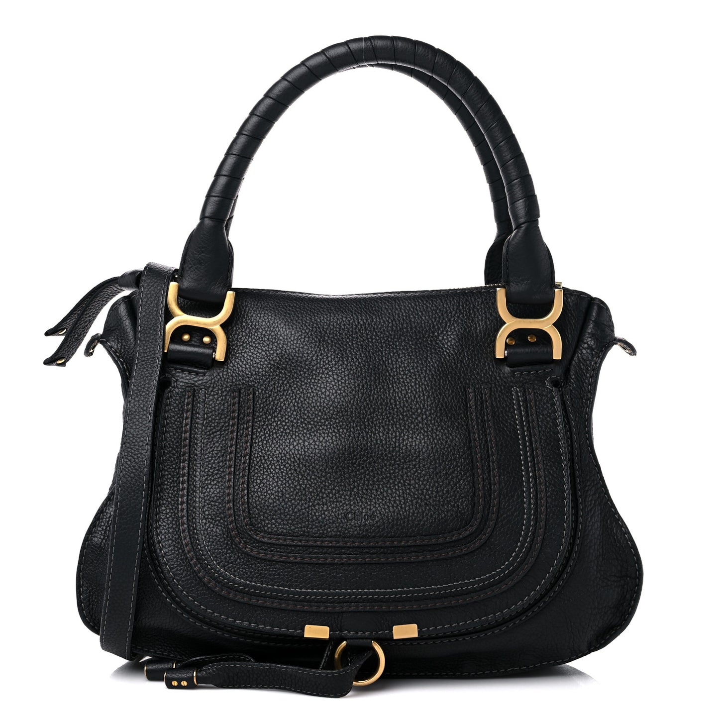 Calfskin Medium Marcie Satchel Black