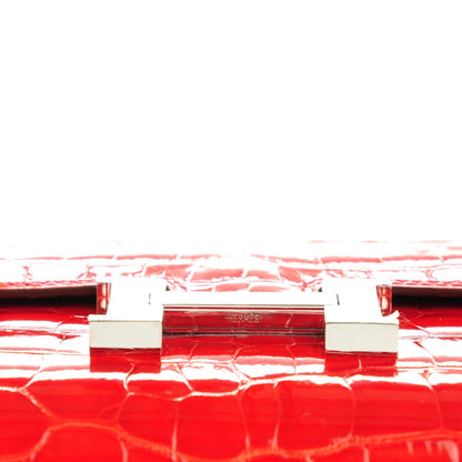 Hermes Shiny Alligator Constance Long Wallet Geranium 9 of 9