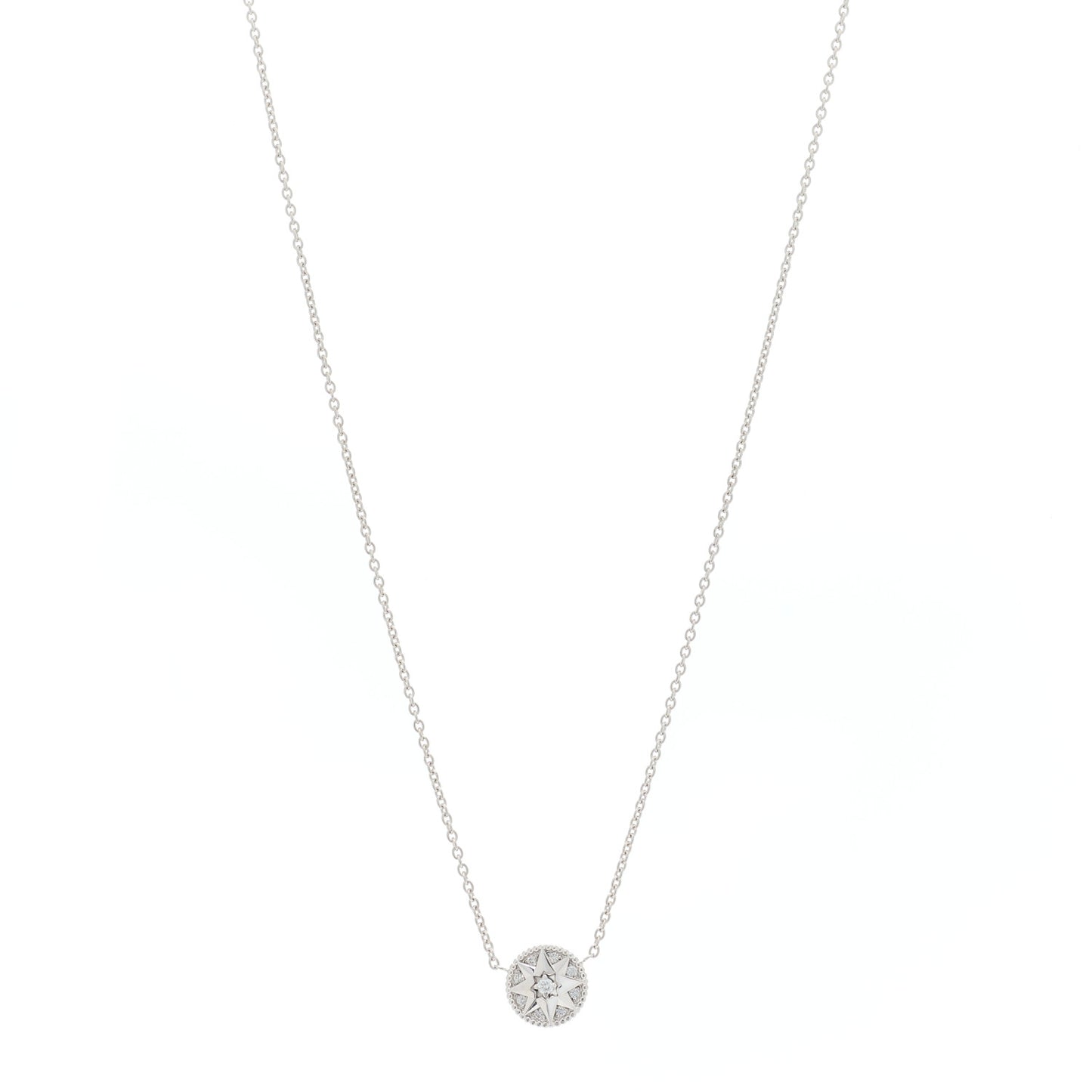 18K White Gold Diamond Rose Des Vents Necklace