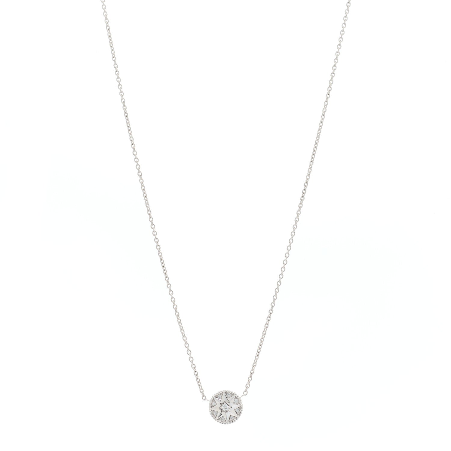 Christian Dior 18K White Gold Diamond Rose Des Vents Necklace 1 of 5