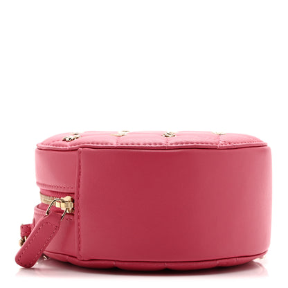 Chanel Lambskin Quilted Studded Round Clutch With Chain Dark Pink 4 of 11