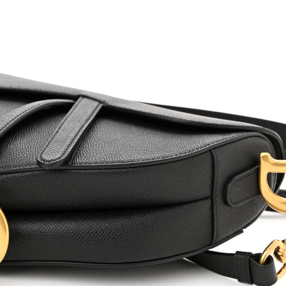 Christian Dior Grained Calfskin Saddle Bag With Strap Black 10 of 10