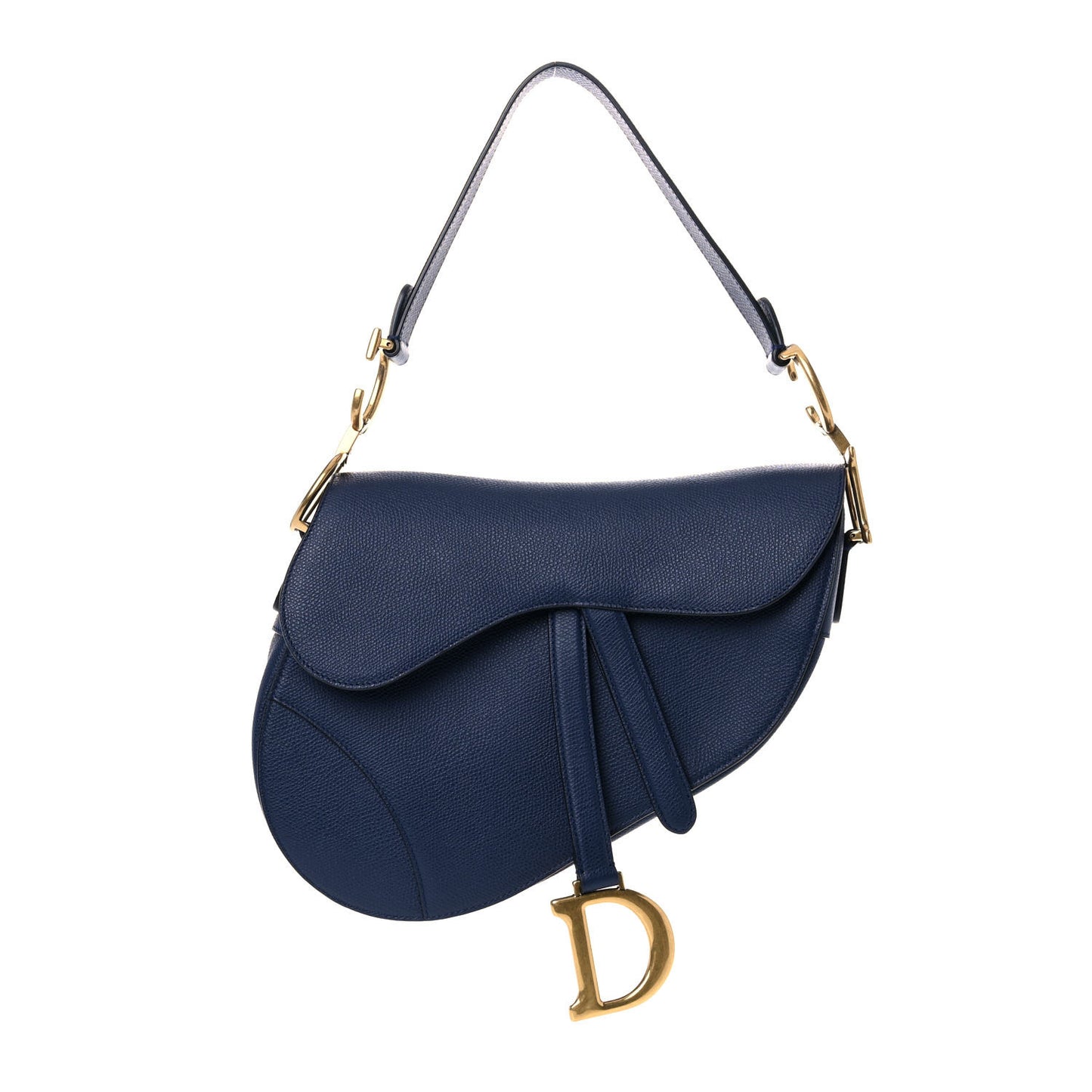 Grained Calfskin Saddle Bag Navy