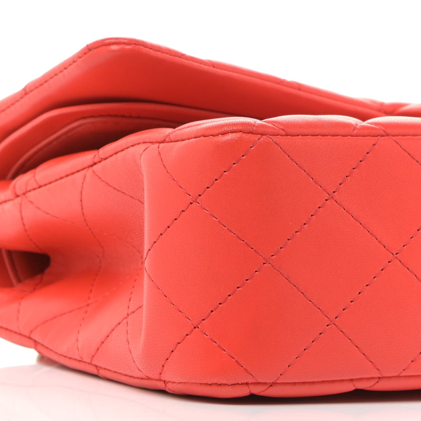 Lambskin Quilted Medium Double Flap Red
