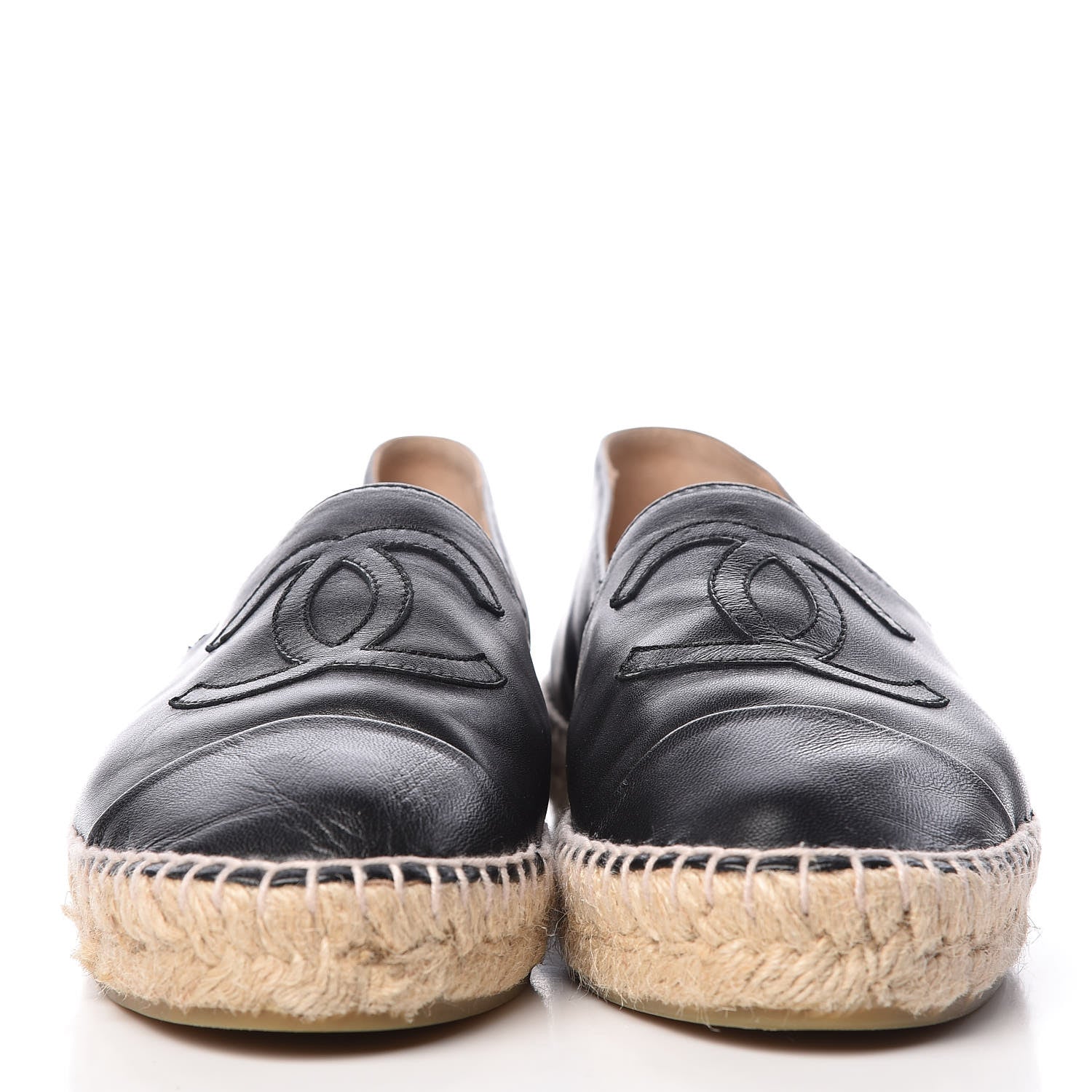 Chanel Lambskin Canvas Cap Toe CC Espadrilles 37 Black 2 of 9