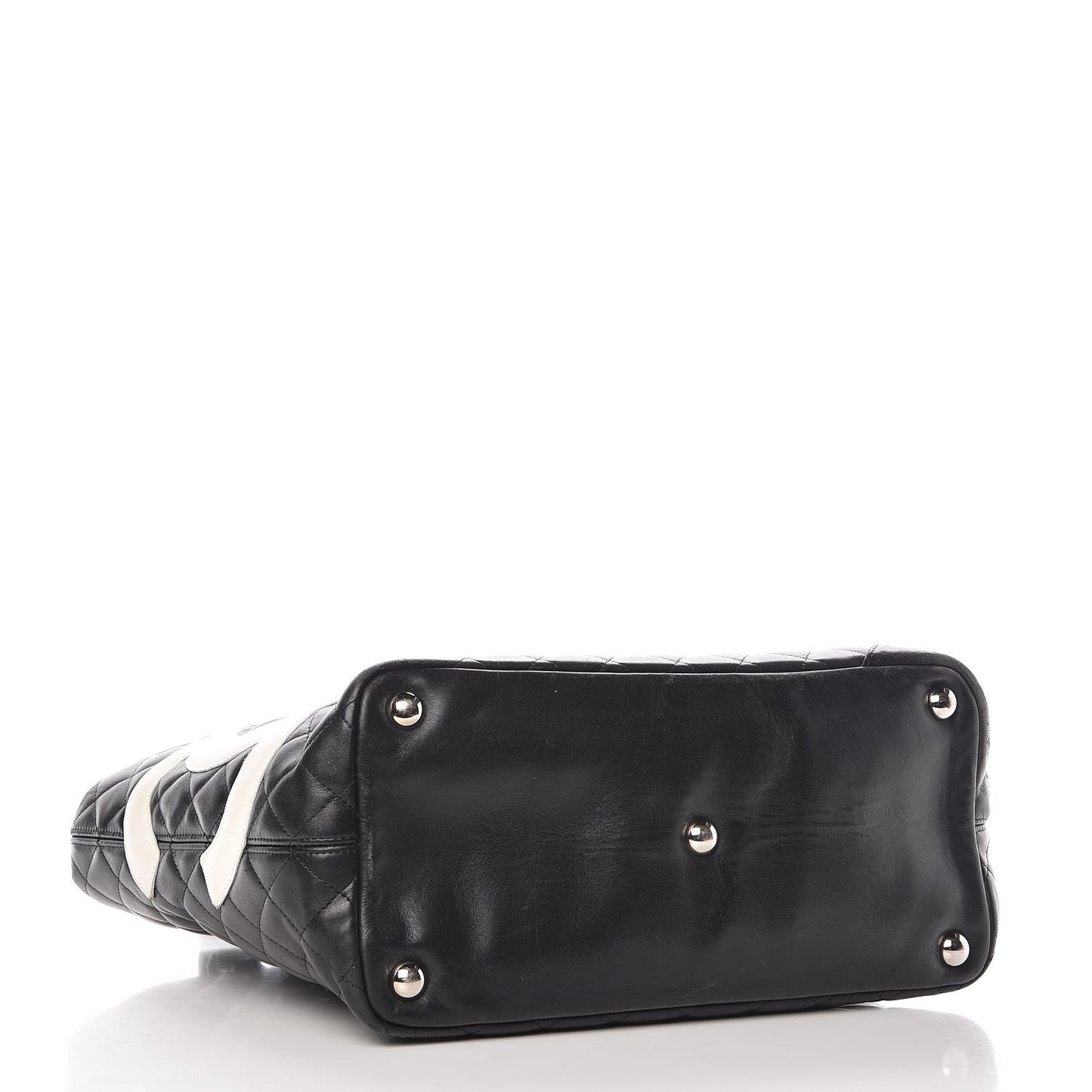 Calfskin Quilted Large Cambon Tote Black White