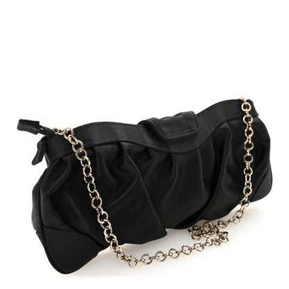Salvatore Ferragamo Satin Crystal Chain Clutch Black 3 of 9