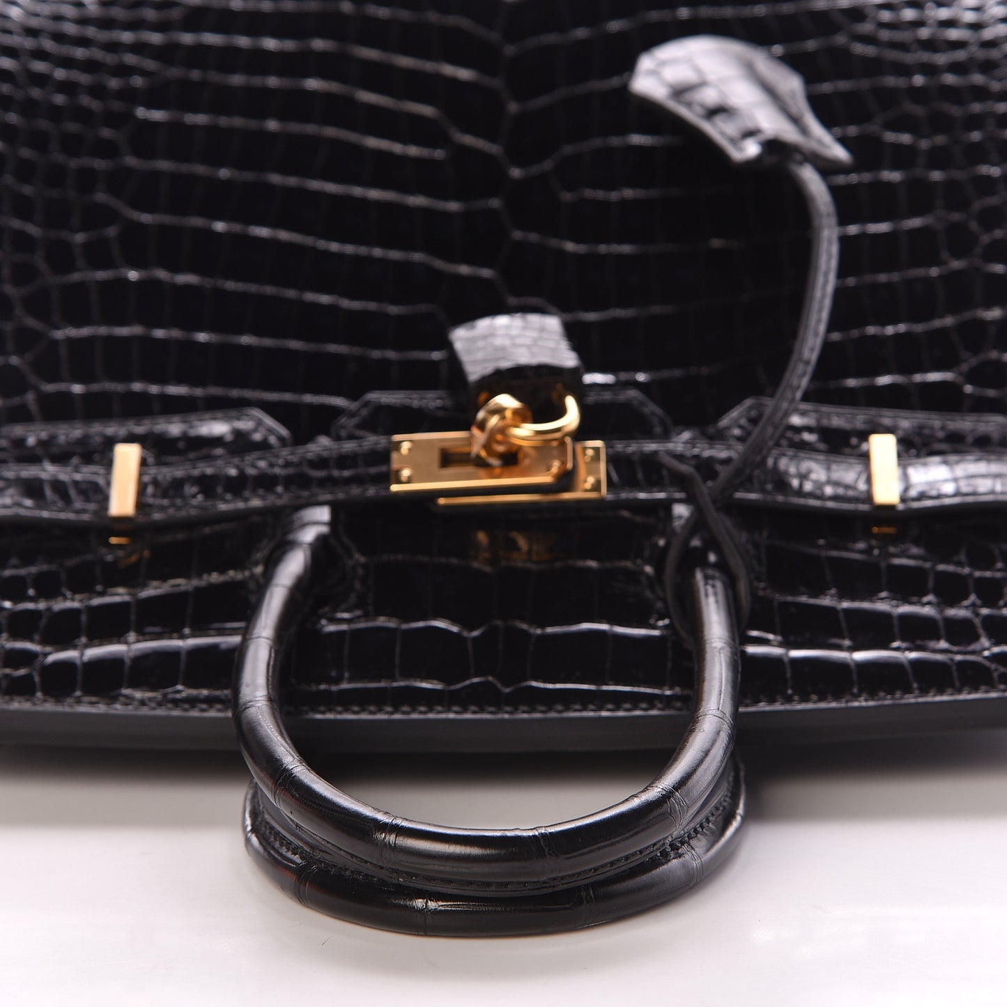Shiny Porosus Crocodile Birkin 25 Black