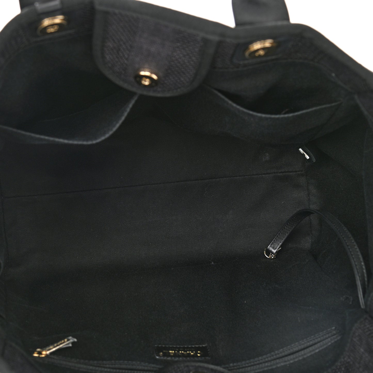 Mixed Fibers Calfskin Striped Medium Deauville Tote Black