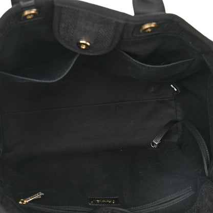 Chanel Mixed Fibers Calfskin Striped Medium Deauville Tote Black 5 of 12