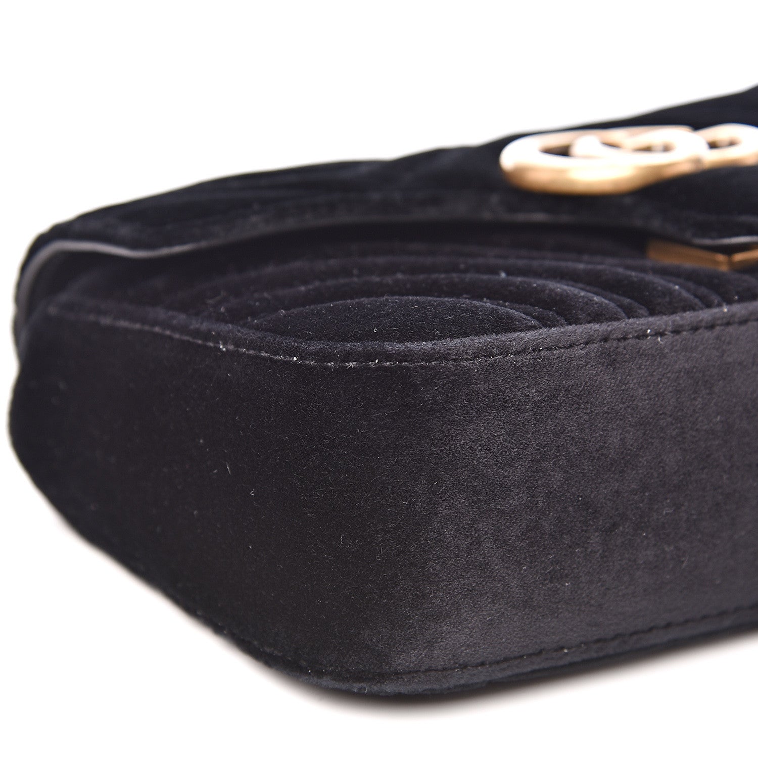 Gucci Velvet Matelasse Mini GG Marmont Shoulder Bag Black 7 of 10