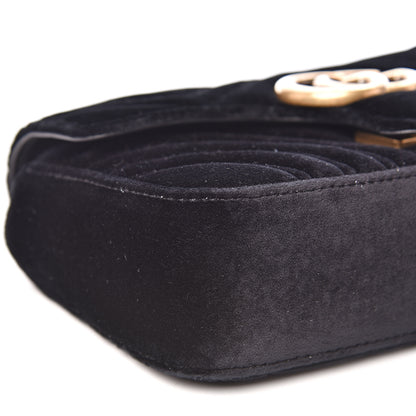 Gucci Velvet Matelasse Mini GG Marmont Shoulder Bag Black 7 of 10