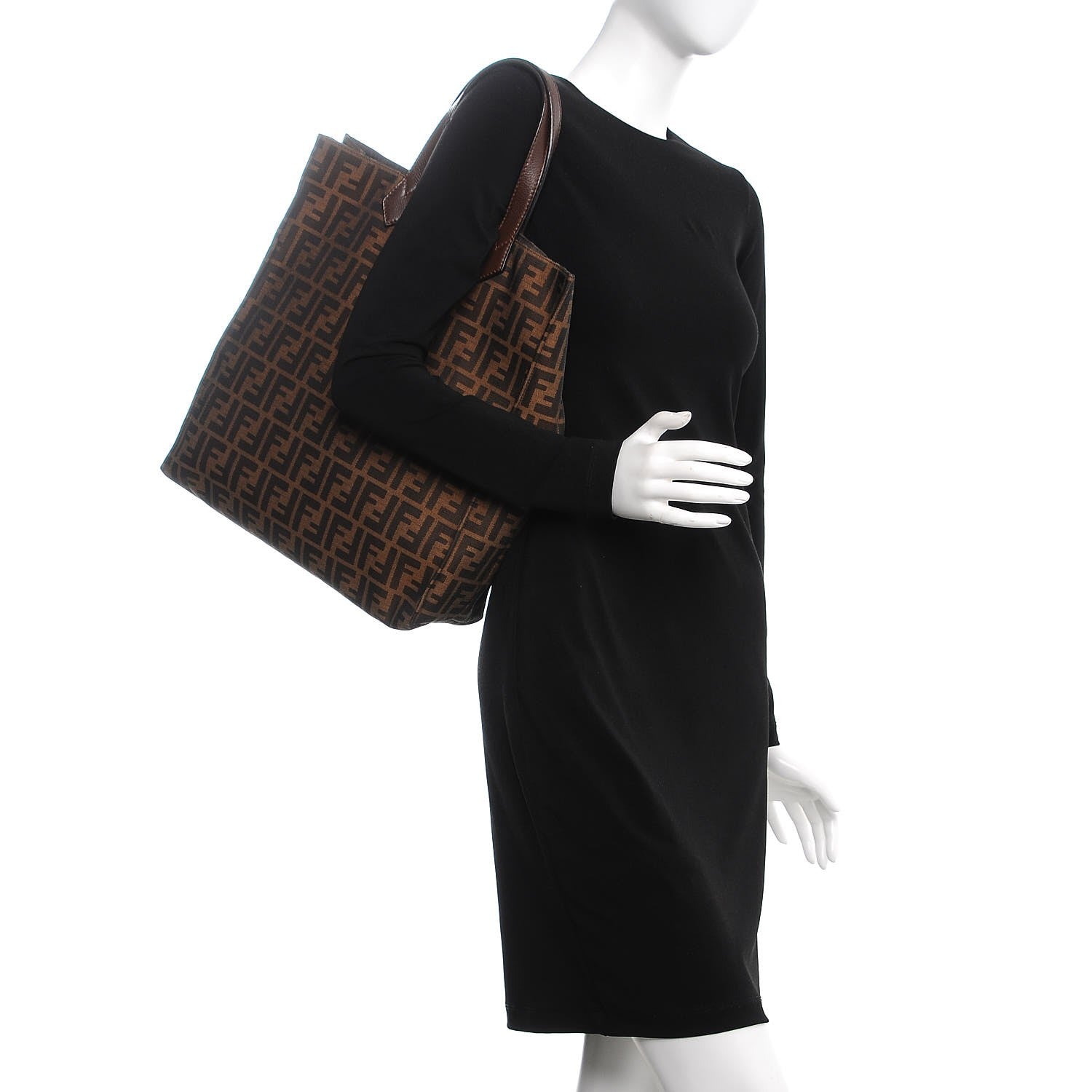 Fendi Zucca Vitello Artic Special Shopping Tote Tobacco Castagna 2 of 7