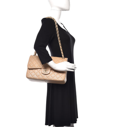 Chanel Pearly Caviar Quilted Jumbo Double Flap Beige 2 of 16