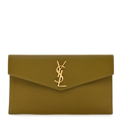 Saint Laurent Grain De Poudre Uptown Pouch Olive 1 of 6