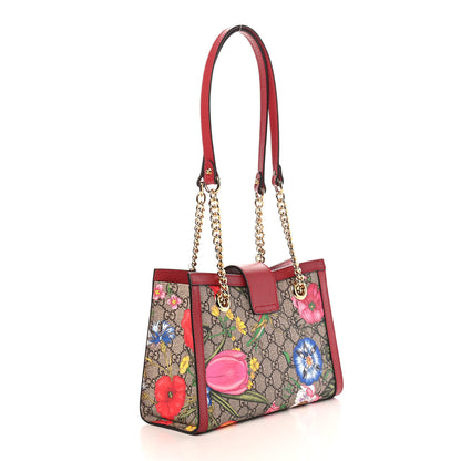Gucci GG Supreme Monogram Flora Small Padlock Tote Red 3 of 10