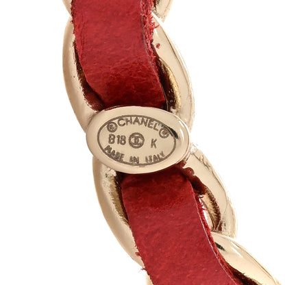 Chanel Lambskin Chain Logo Brooch Red Gold 4 of 5