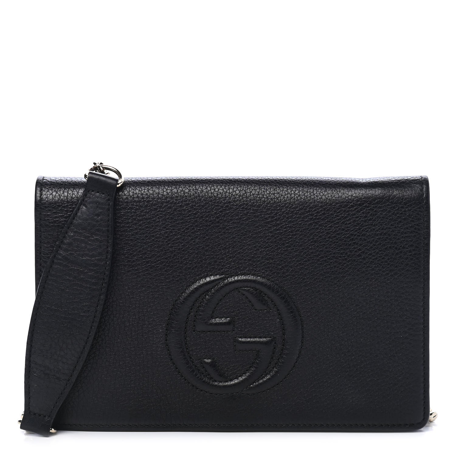 Gucci Pebbled Calfskin Soho Wallet on Chain Black 1 of 9