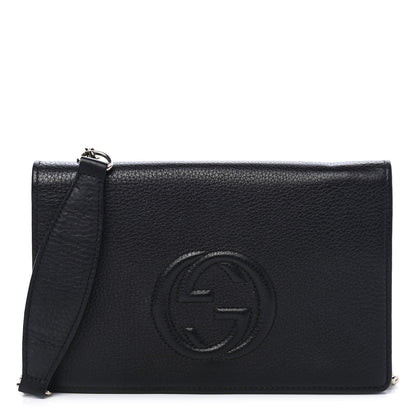 Gucci Pebbled Calfskin Soho Wallet on Chain Black 1 of 9