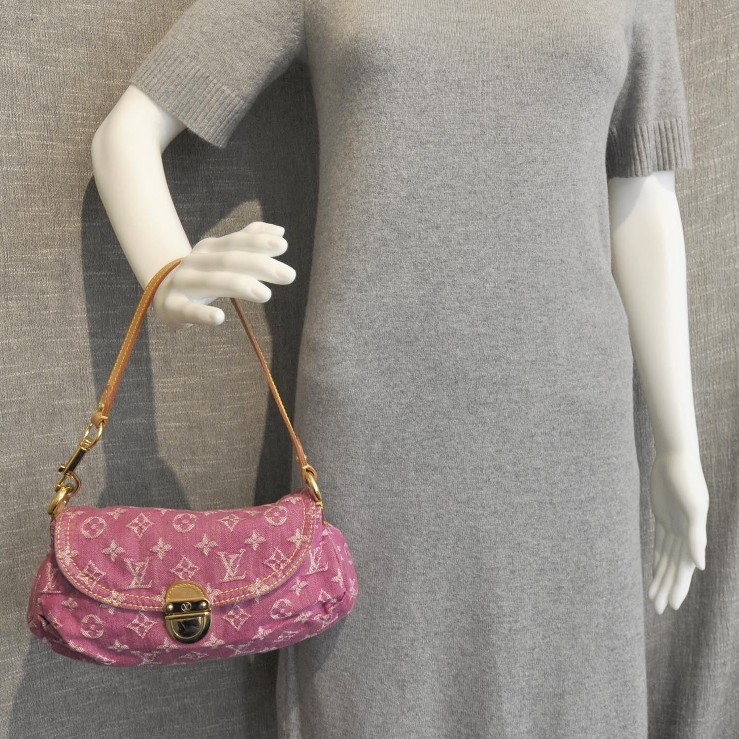 Louis Vuitton Monogram Denim Mini Pleaty Fuchsia 3 of 11