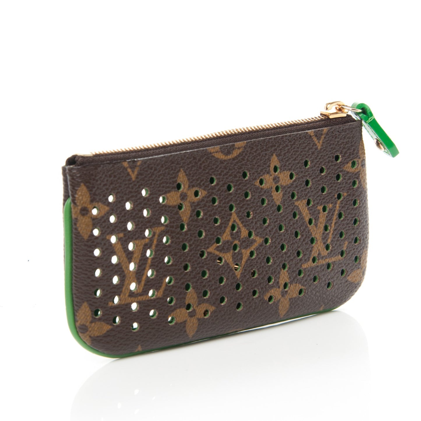 Monogram Perforated Key Pouch Green
