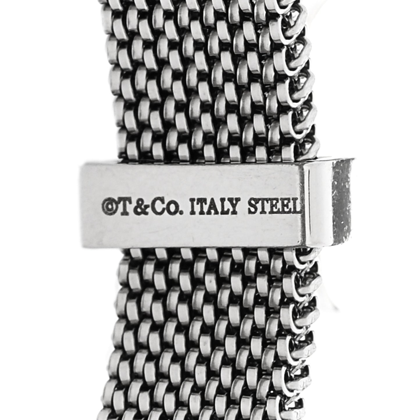 Sterling Silver Stainless Steel Heart I Love You Mesh Bracelet
