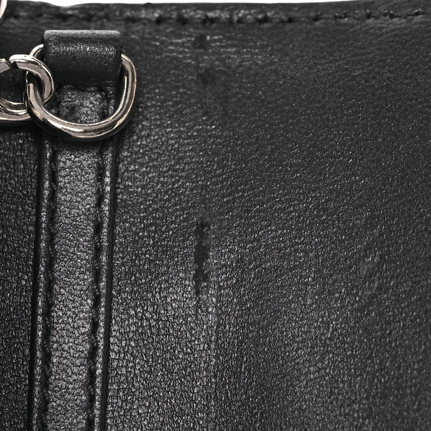 Metallic Patent Micro-Cannage Diorama Wallet on Chain Pouch Silver