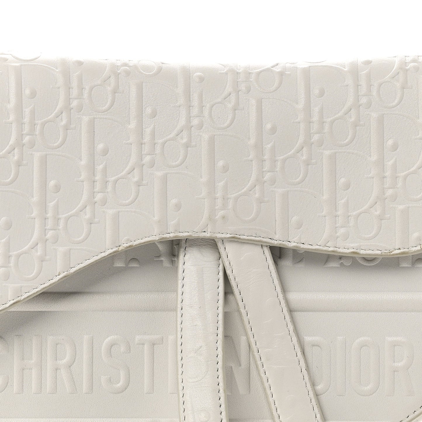Calfskin Embossed Oblique Saddle Bag White