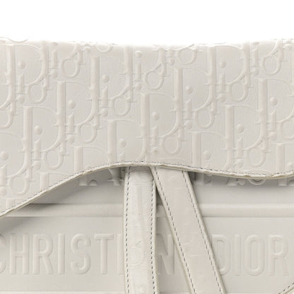 Christian Dior Calfskin Embossed Oblique Saddle Bag White 8 of 11
