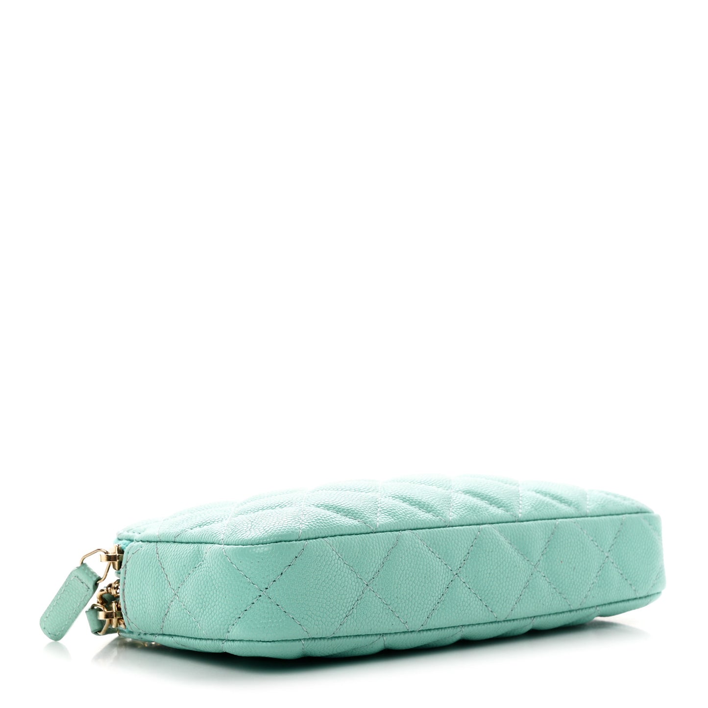 Caviar Quilted Small Clutch With Chain Light Blue