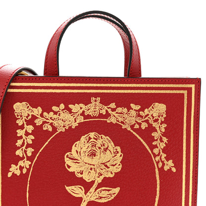 Gucci Textured Calfskin Garden Flower Vertical Shopping Tote Red 8 of 12