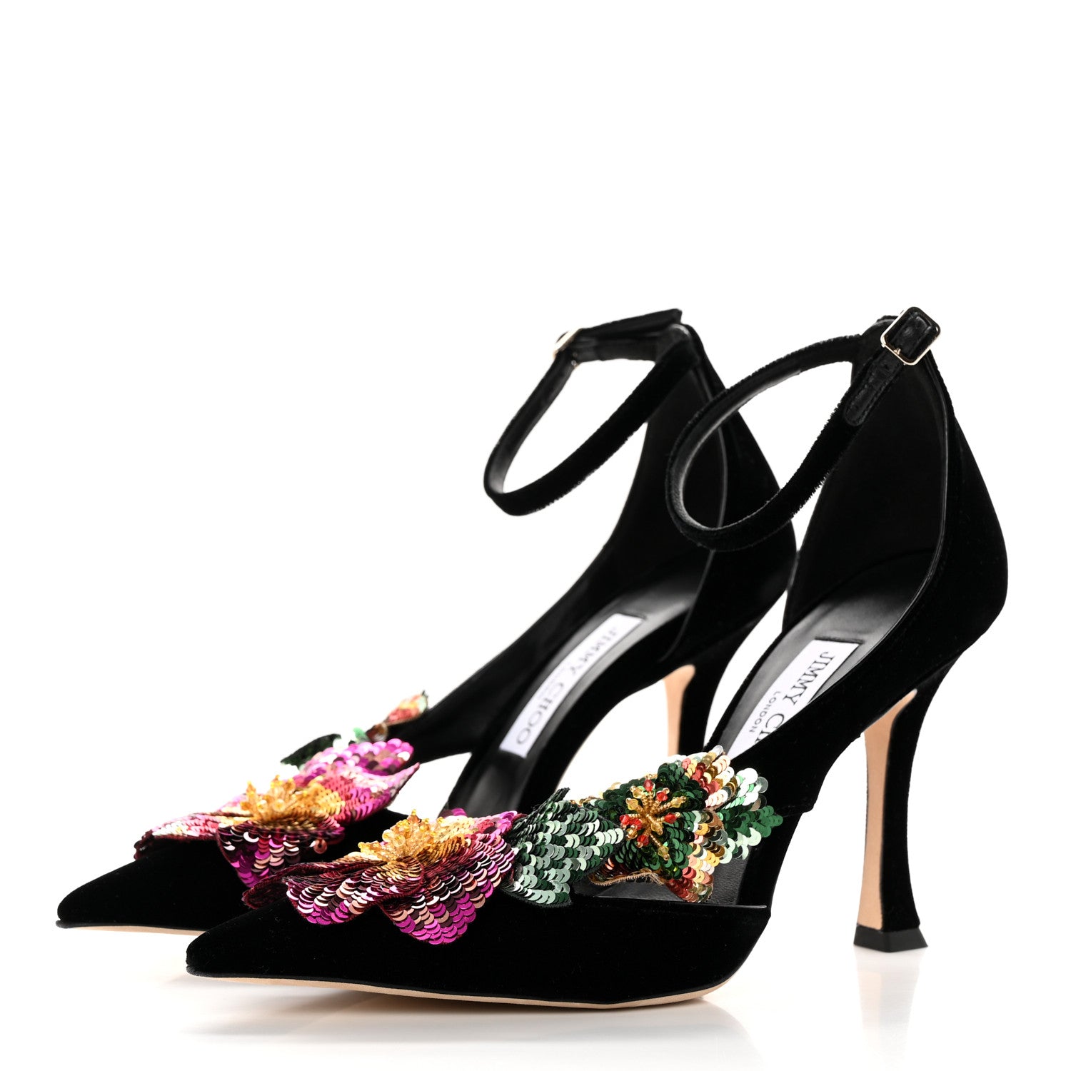 Jimmy Choo Sequin Velvet Azara 100 Pumps 37 Black 3 of 13