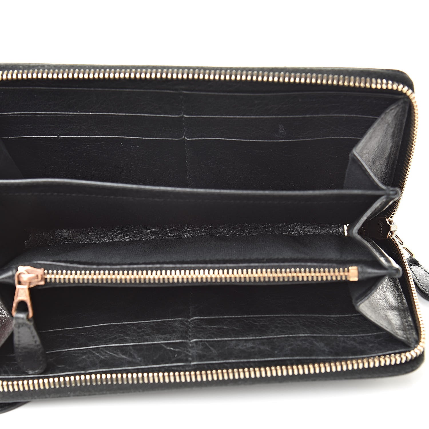 Balenciaga Agneau Giant 12 Rose Gold Hardware Continental Zip Around Wallet Black 5 of 16
