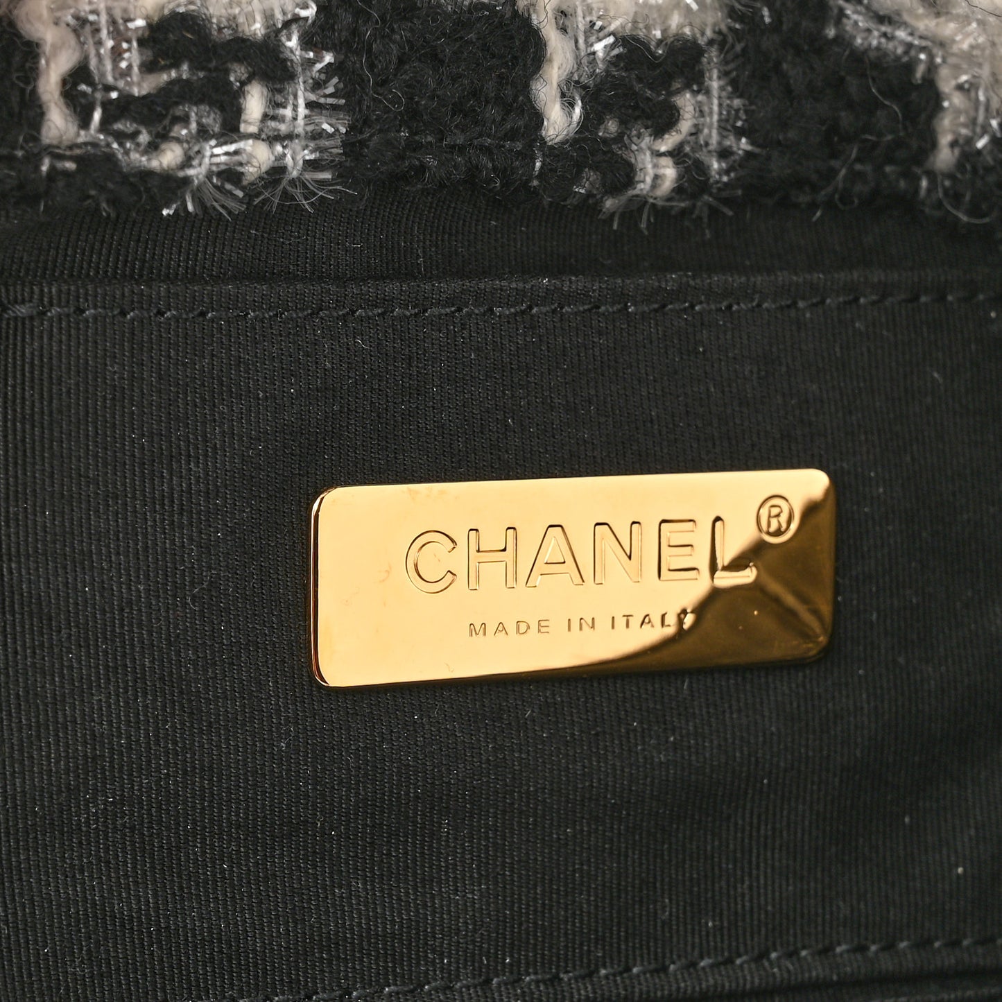 Tweed Quilted Chanel 19 Waist Bag Black Ecru White