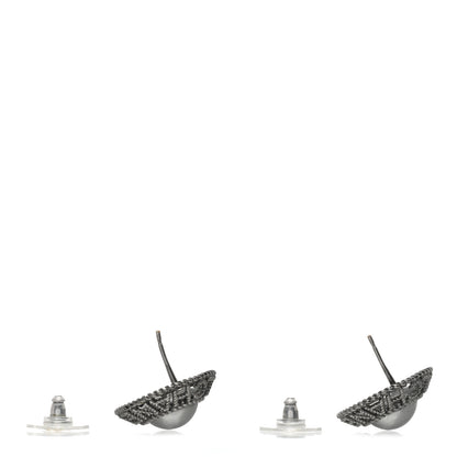 Chanel Ruthenium Pearl CC Round Rope Logo Earrings Dark Grey 2 of 4