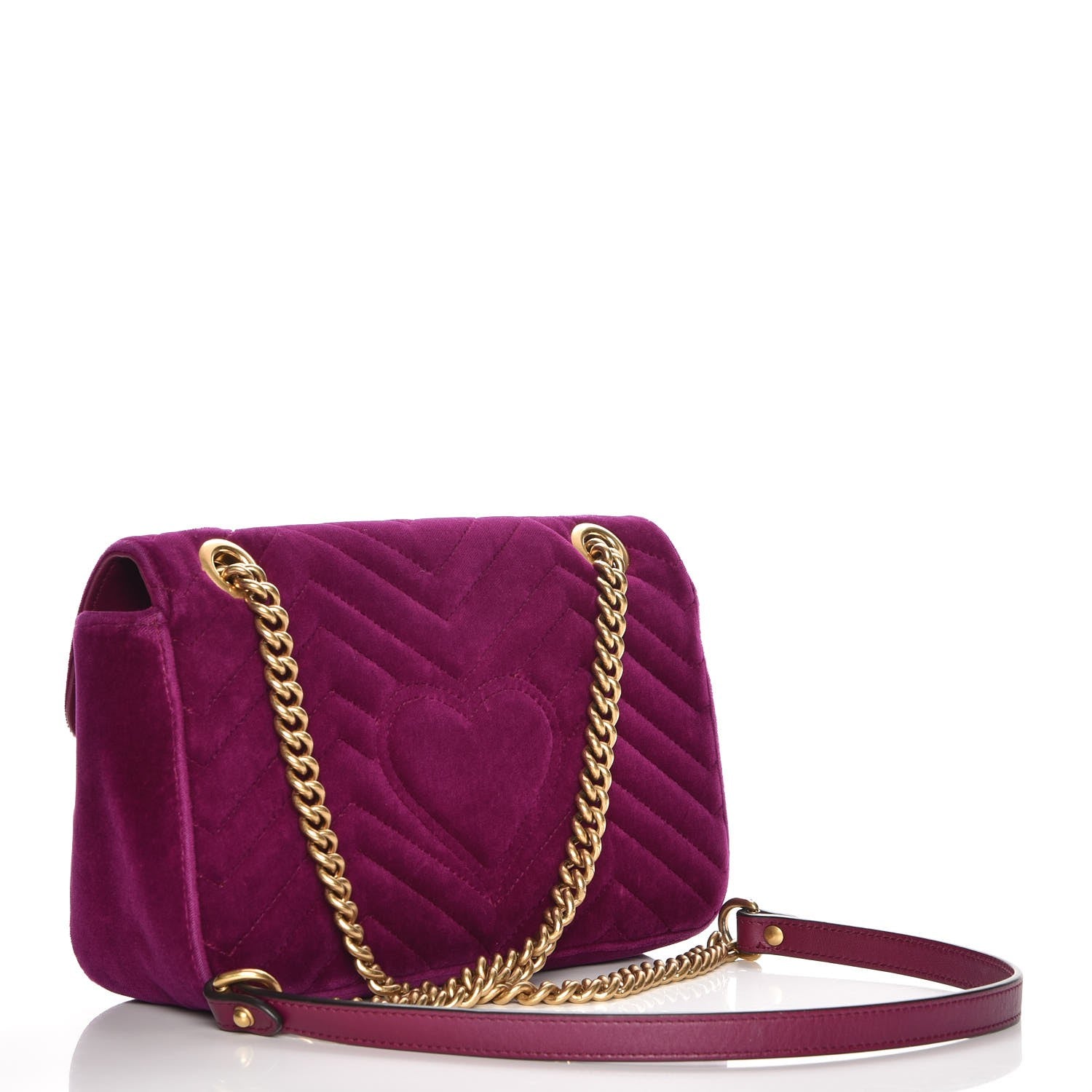 Gucci Velvet Matelasse Small GG Marmont Shoulder Bag Fuchsia Violet Cyclamen 4 of 12