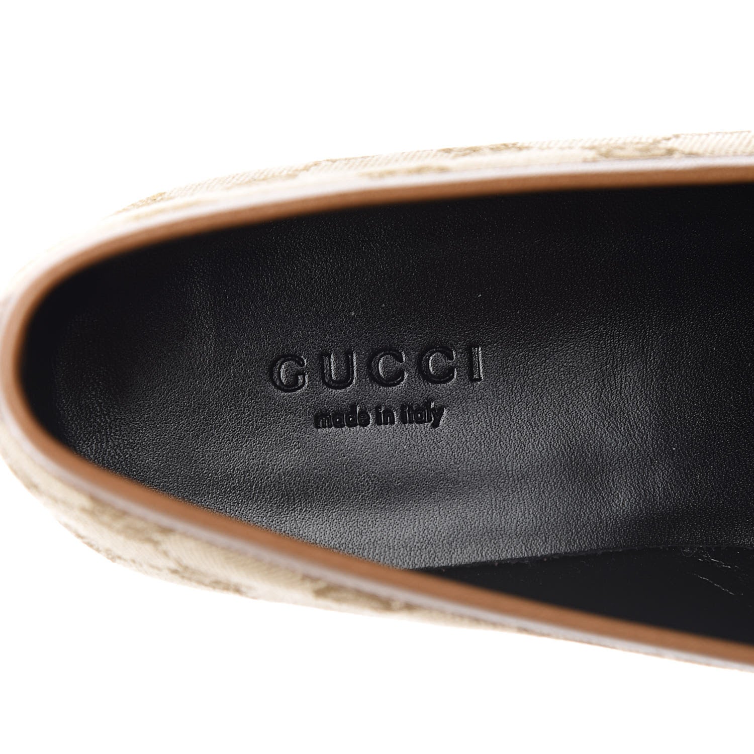 Gucci Canvas GG Monogram Horsebit Womens Jordaan Loafers 38 New Sand Friky Taupe 7 of 8