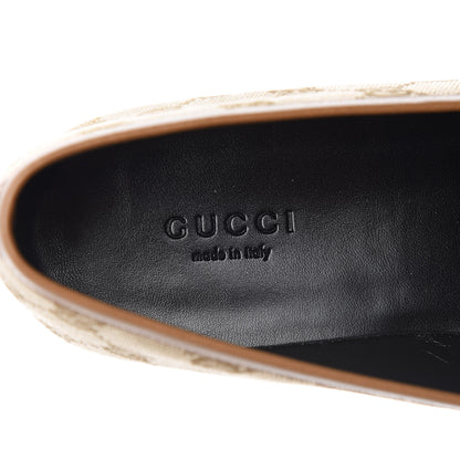 Gucci Canvas GG Monogram Horsebit Womens Jordaan Loafers 38 New Sand Friky Taupe 7 of 8