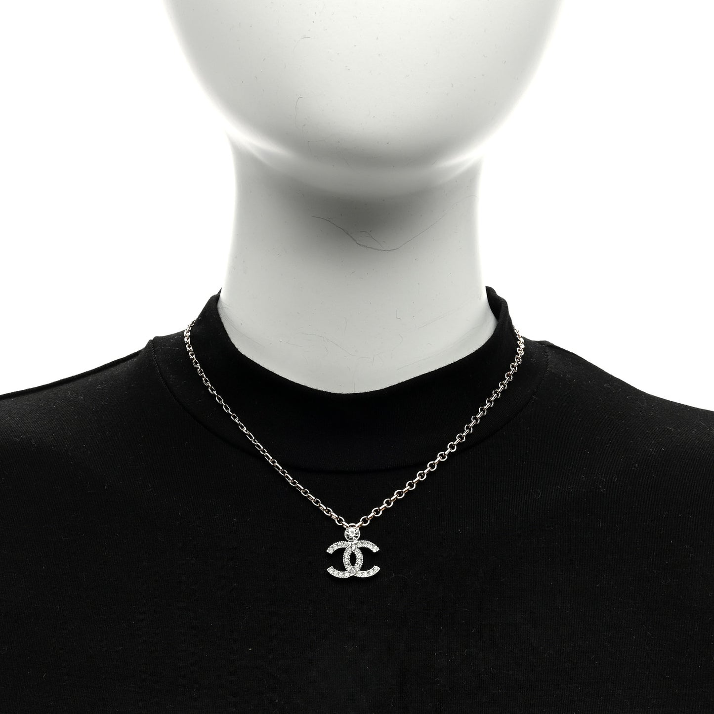 Crystal CC Necklace Silvery Gold