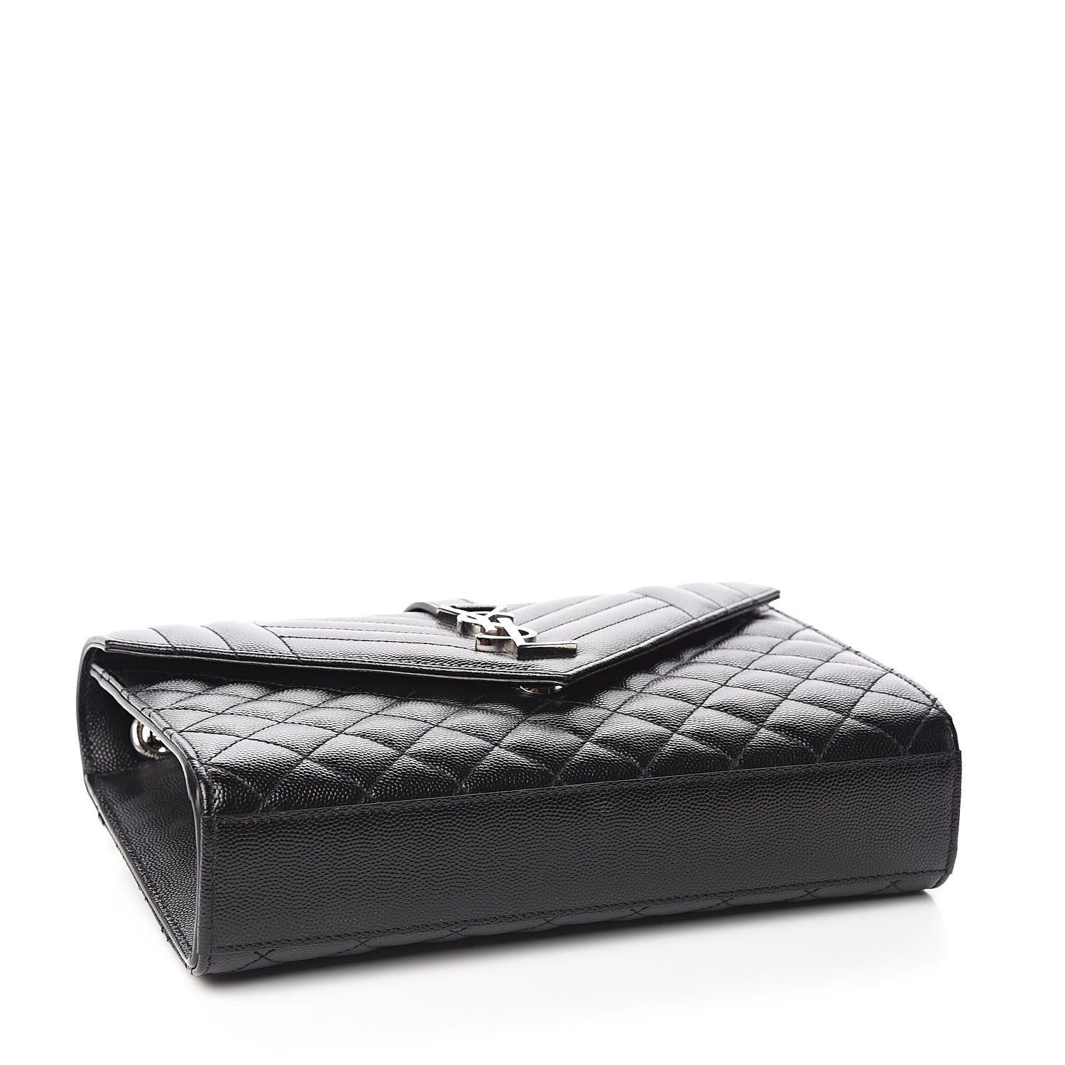 Saint Laurent Grain De Poudre Textured Mixed Matelasse Triquilt Medium Monogram Satchel Black 4 of 9