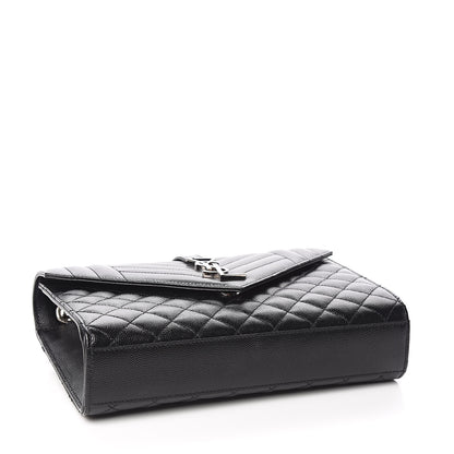 Saint Laurent Grain De Poudre Textured Mixed Matelasse Triquilt Medium Monogram Satchel Black 4 of 9