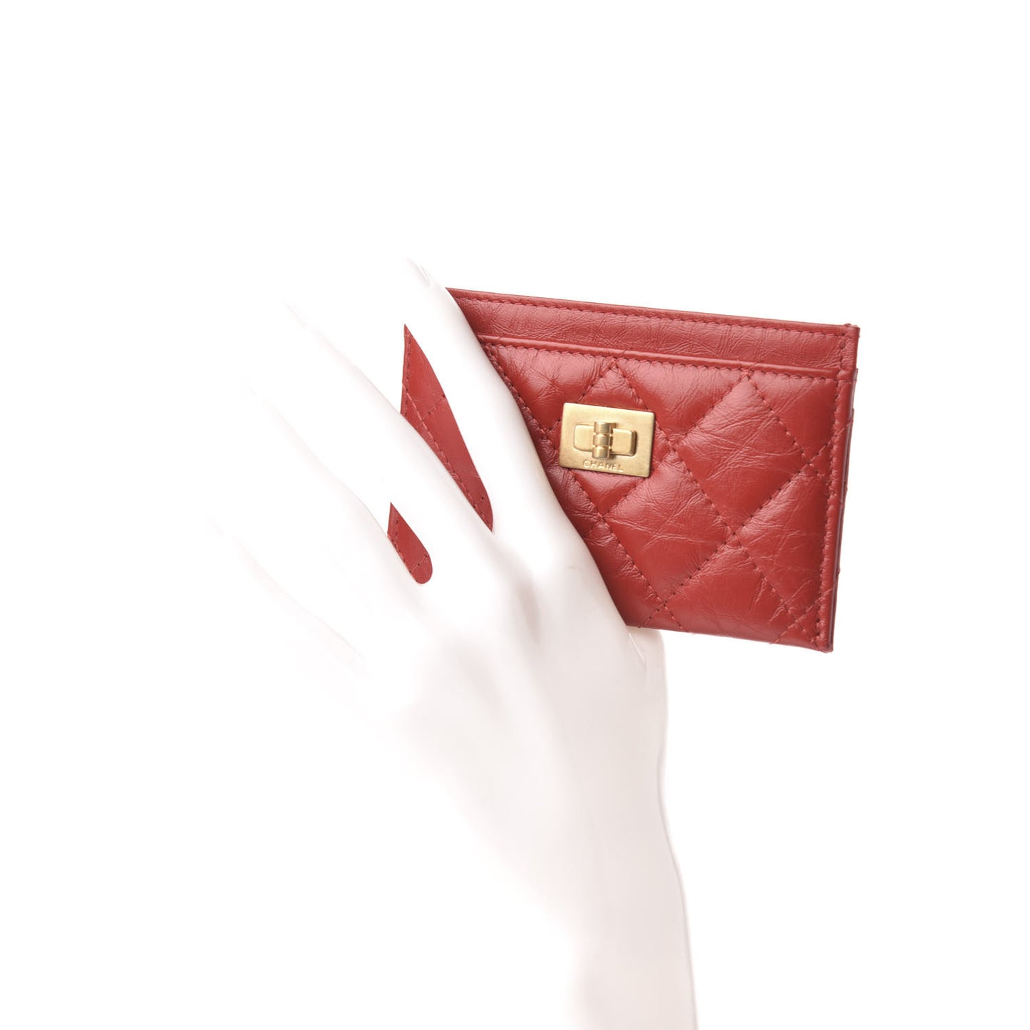 Aged Calfskin Quilted Reissue Card Holder Red